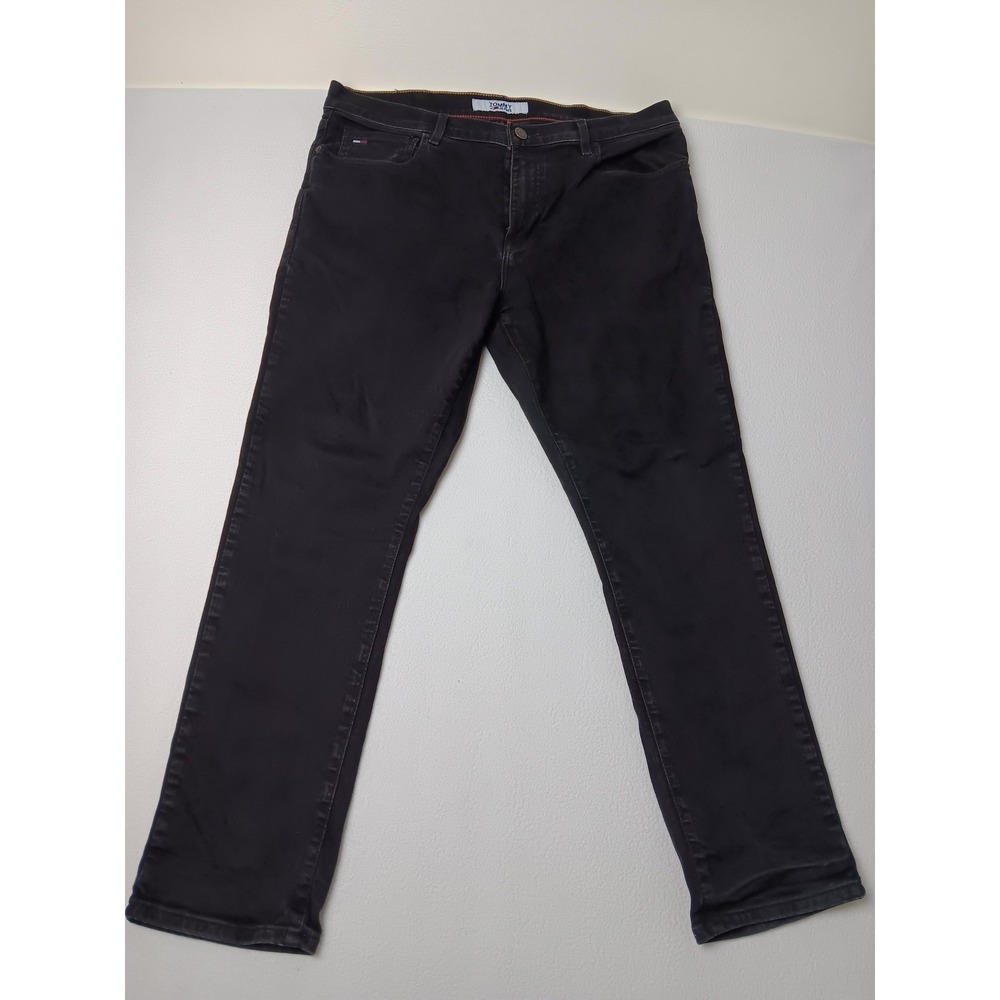 Tommy Jeans Mens‎ Straight Jeans Black Stretch Denim Slim Straight 36x30
